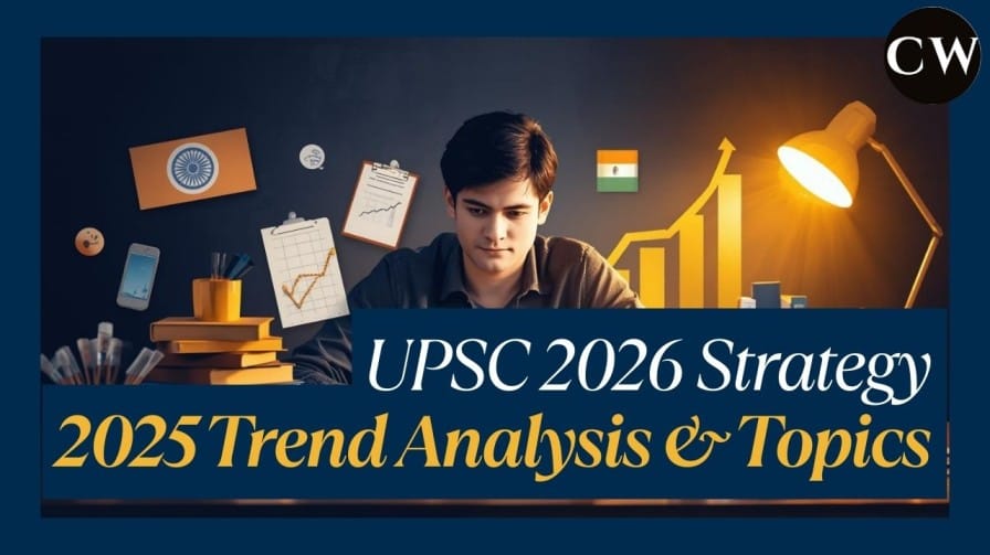 UPSC 2026 Strategy thumbnail showing 2025 trend analysis and 300 high-yield topics for civil services exam preparation