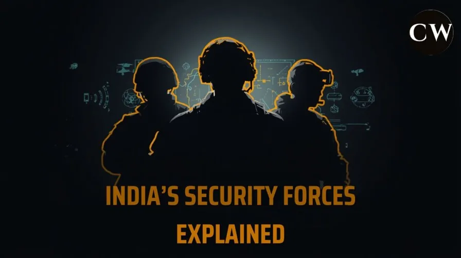 India’s Security Forces explained featuring CAPFs, Special Forces and Intelligence Agencies in India with security personnel illustration and national security theme thumbnail