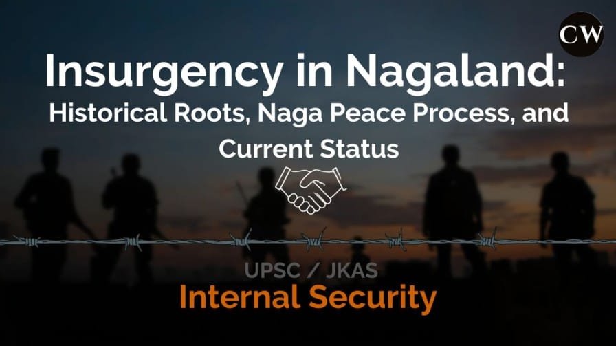 UPSC/JKAS Internal Security topic explaining the insurgency in Nagaland, its historical roots, Naga peace process, and current status in Northeast India.