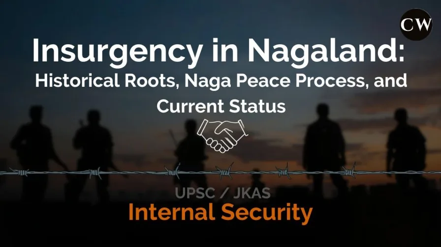 UPSC/JKAS Internal Security topic explaining the insurgency in Nagaland, its historical roots, Naga peace process, and current status in Northeast India.